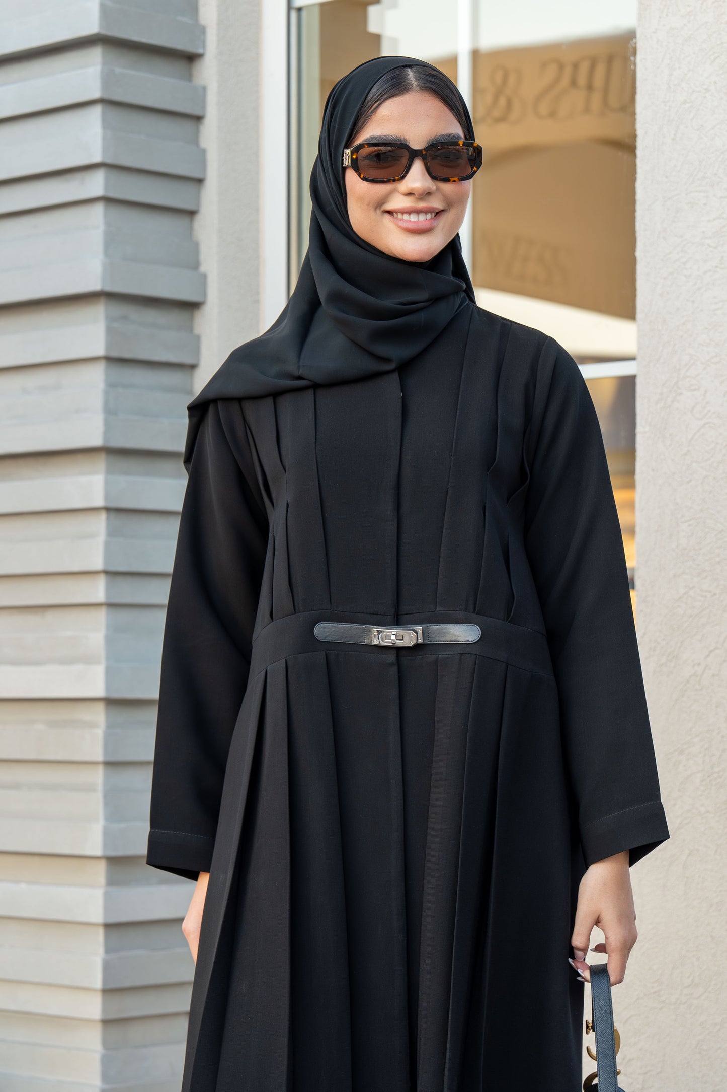 Black Crepe Abaya with Embroidery
