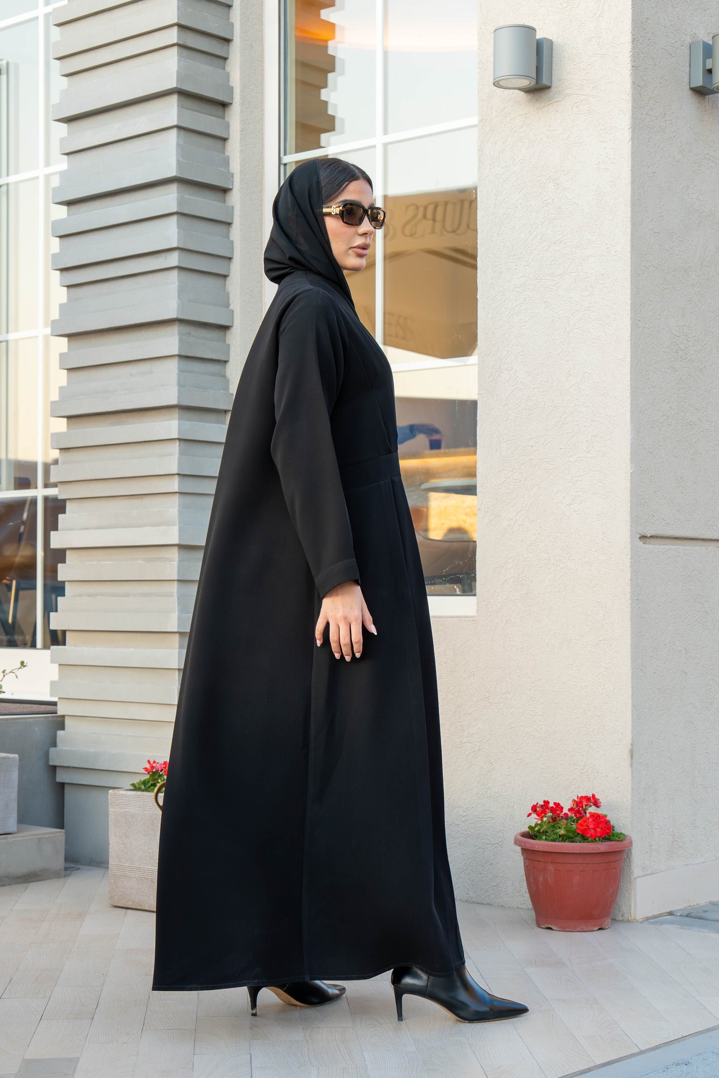 Black Crepe Abaya with Embroidery