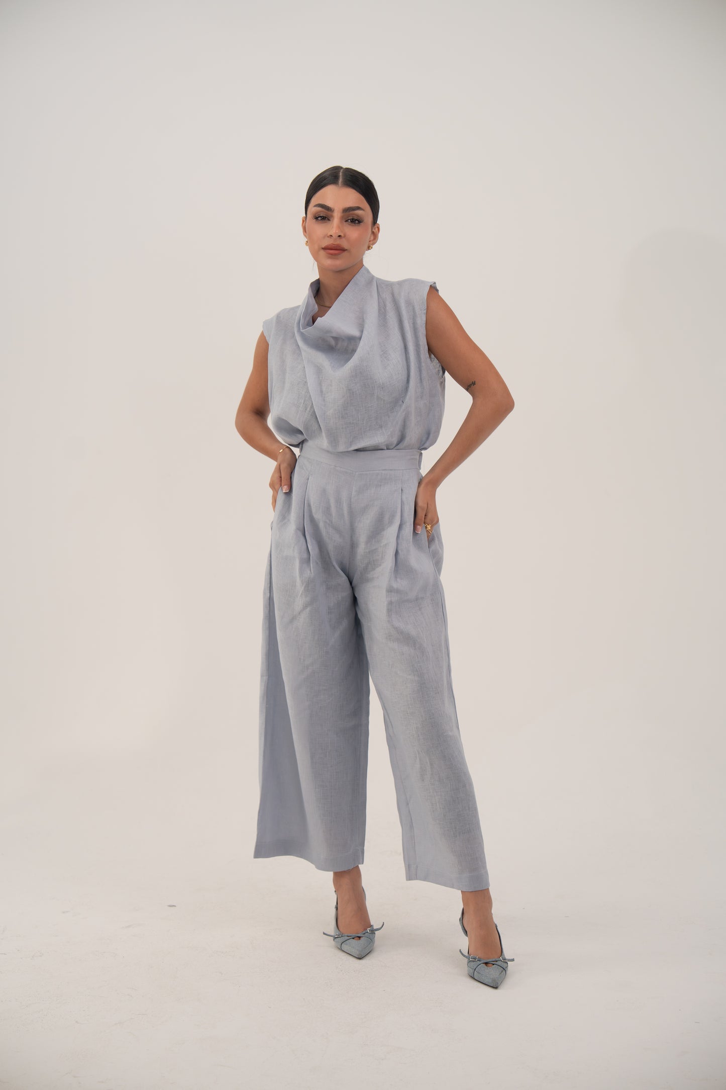 Linin Blouse Light Blue