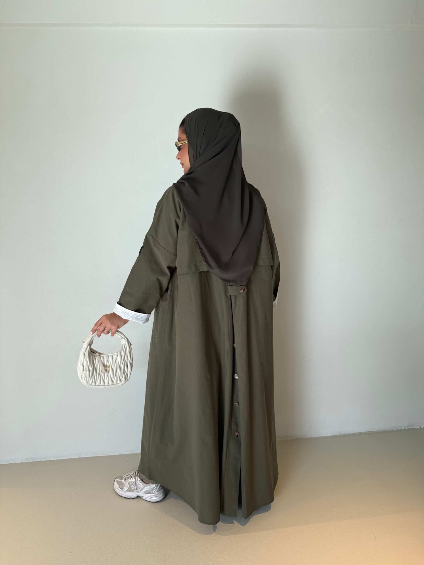 The Modern Khaki Crepe Trench Abaya