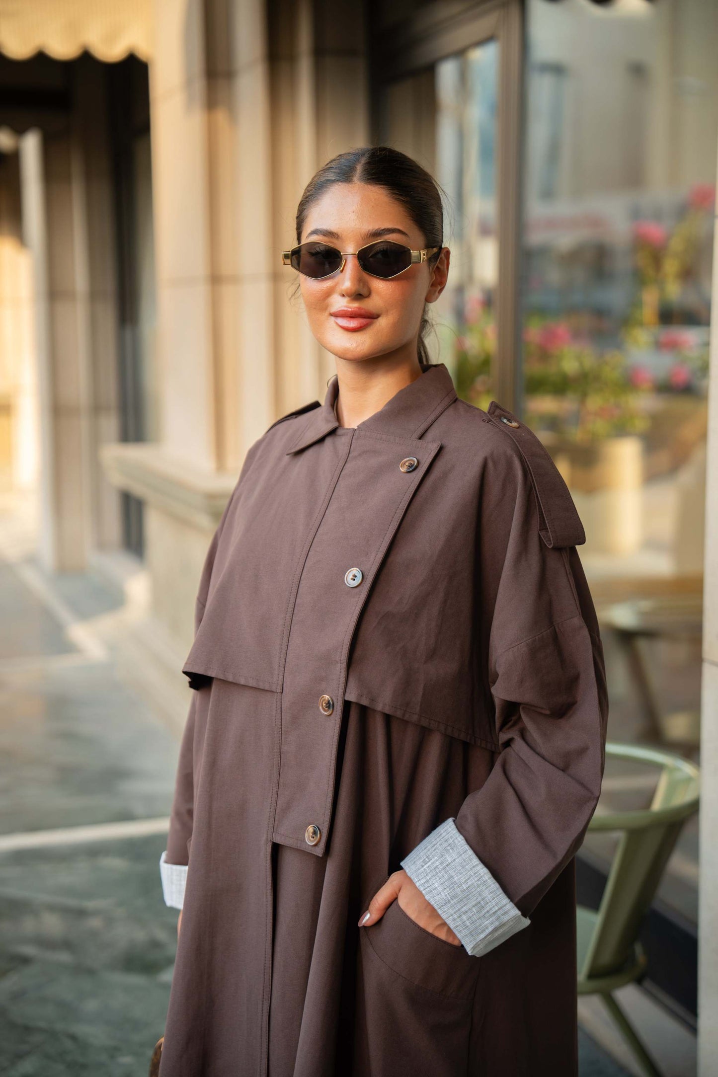 Chocolate Brown Trench Coat Abaya
