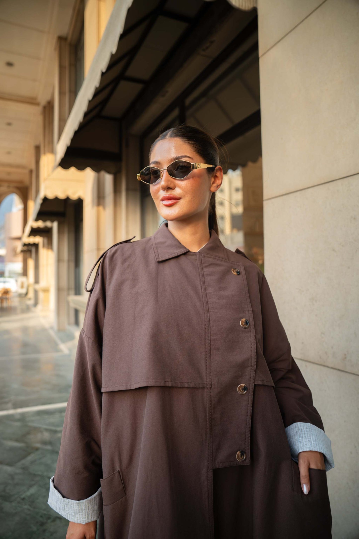 Chocolate Brown Trench Coat Abaya