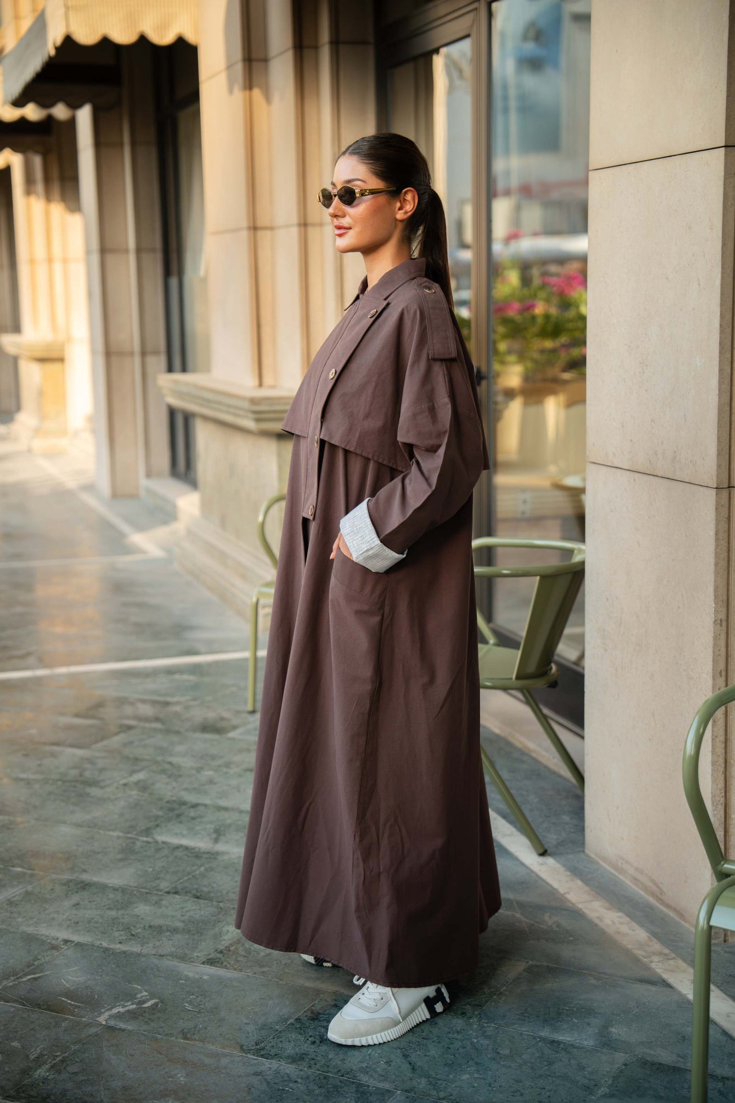 Chocolate Brown Trench Coat Abaya