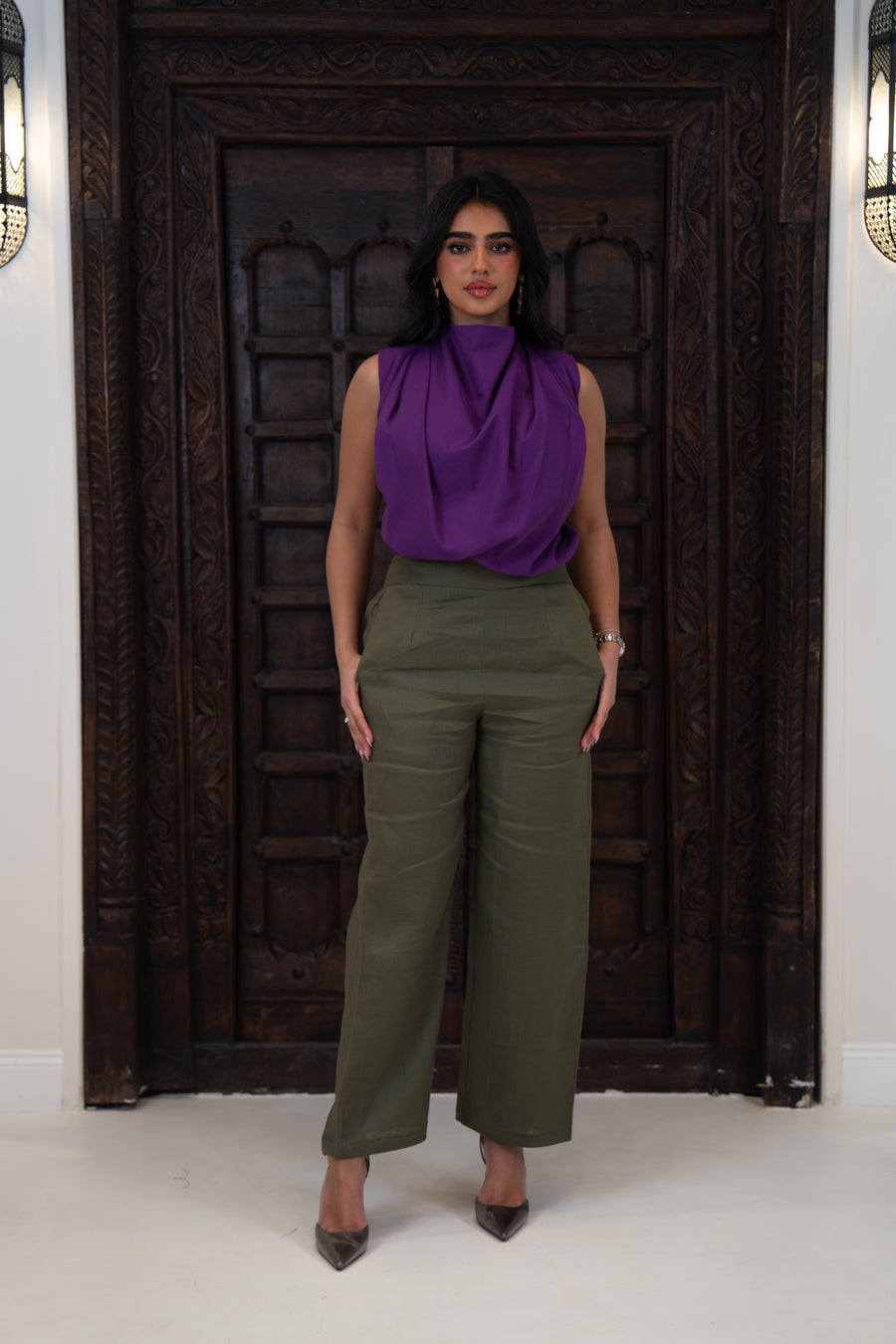 Deep Violet Linen Pant