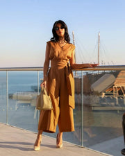 Camel Jumpsuit Linen