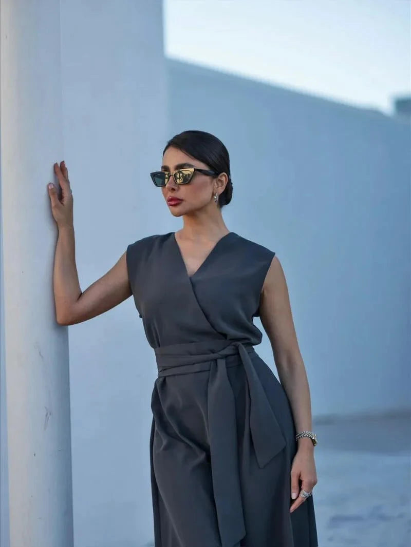 Dark Gray Crepe Dress
