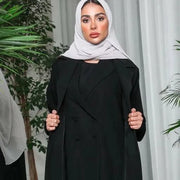 black abaya in premium crepe fabric with relaxed freesize cut for all body types