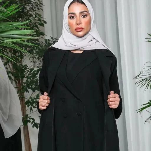 black abaya in premium crepe fabric with relaxed freesize cut for all body types