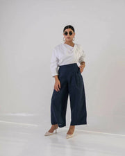 Linen Navy Blue Pants