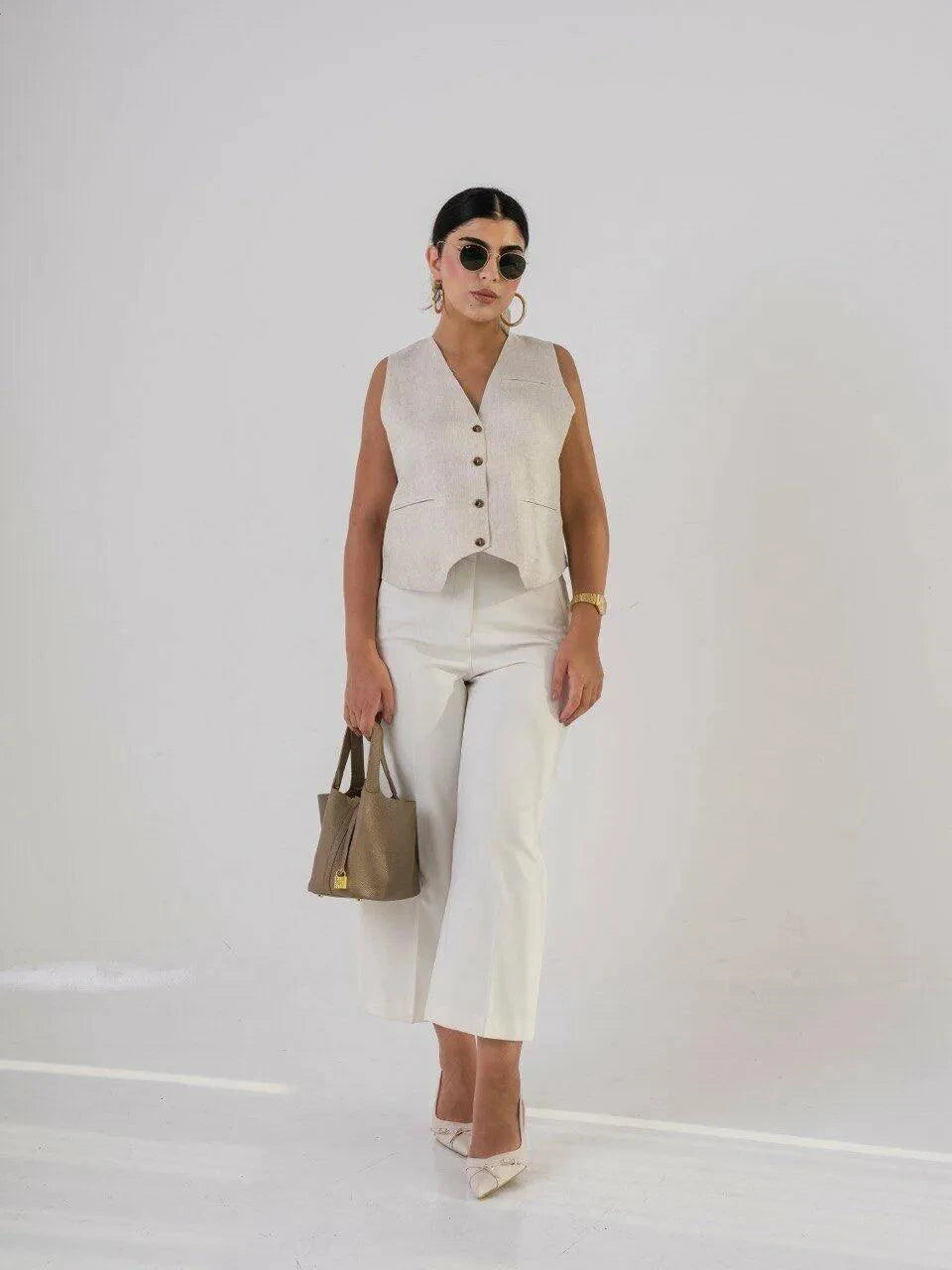 White Crepe Pants