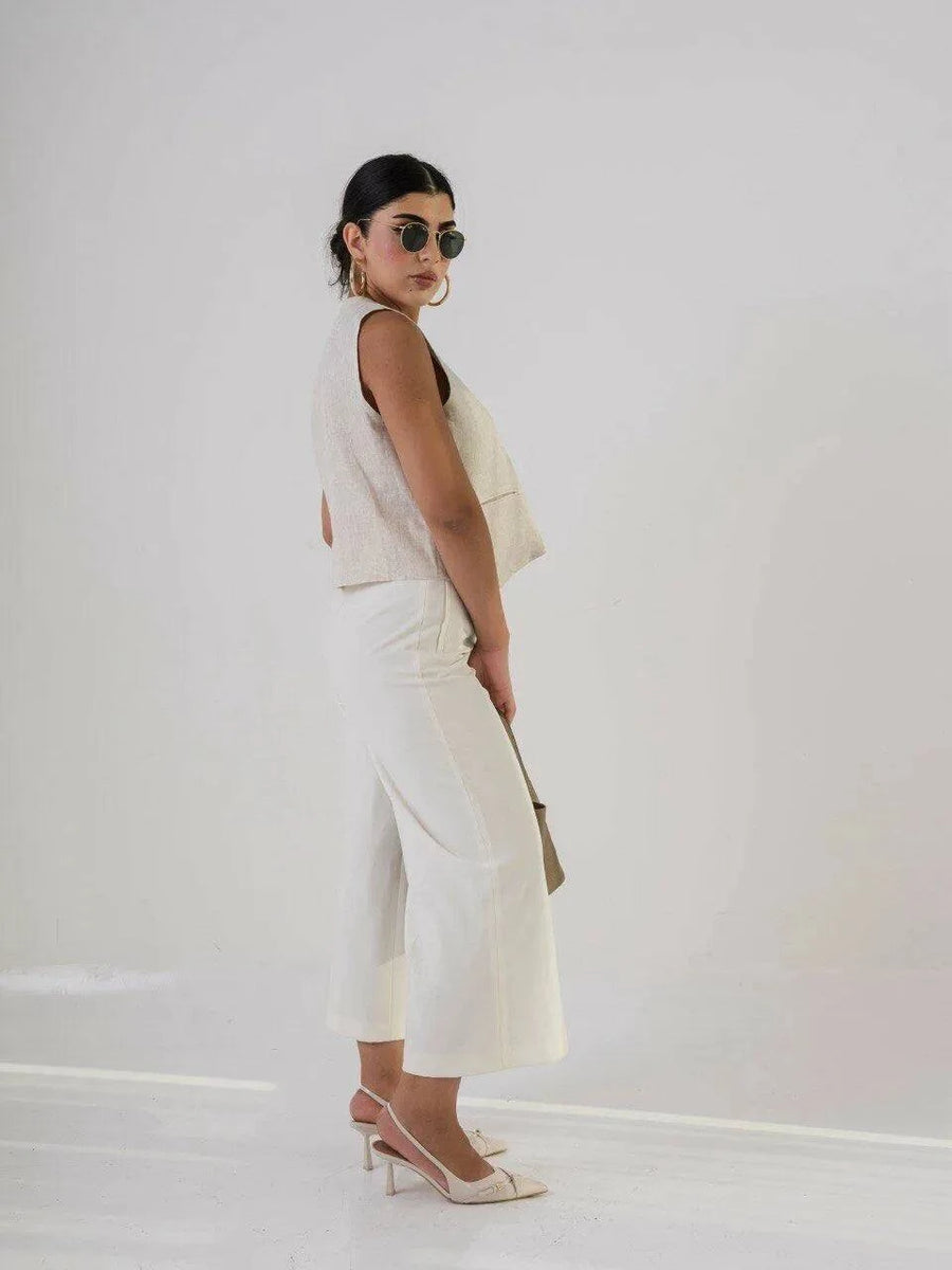 White Crepe Pants