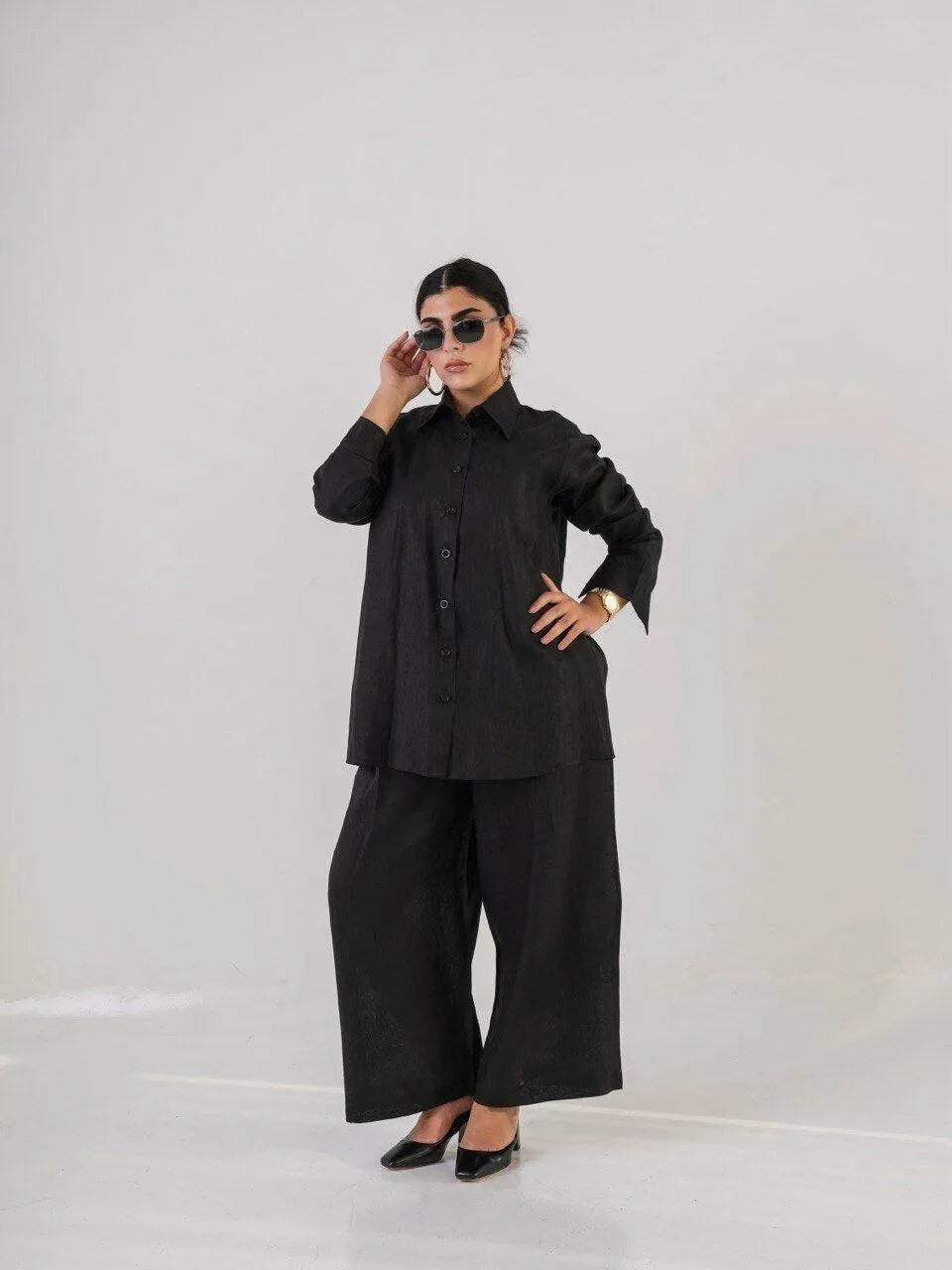 Linen Black Blouse