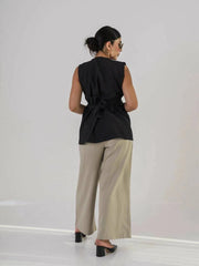 Long Black Crepe Vest