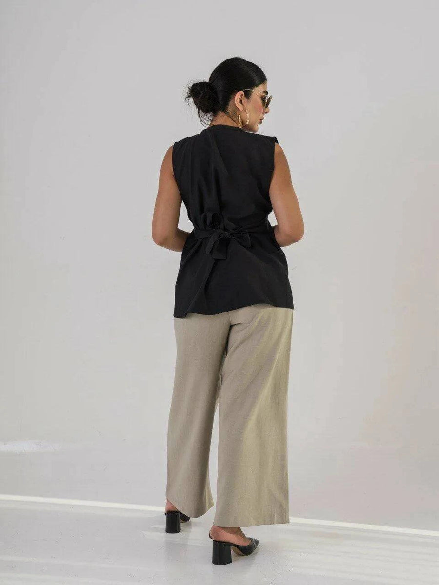 Long Black Crepe Vest
