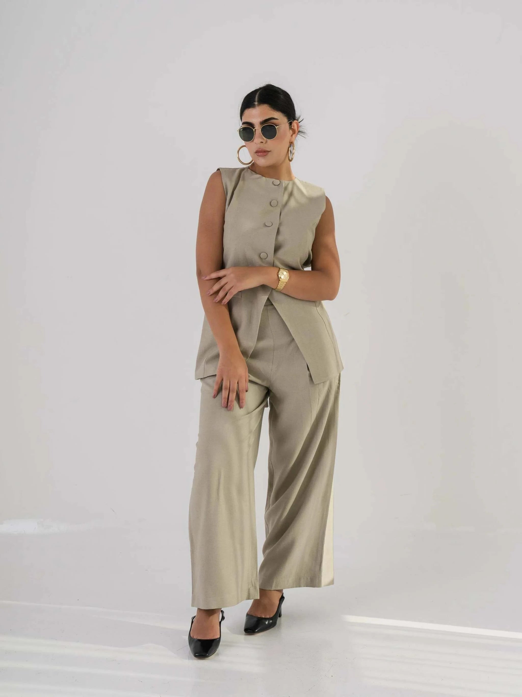 Vest Beige Linen Liberty