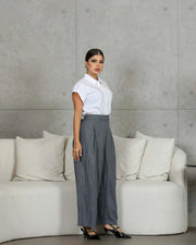 Crumpled Linen Pants Gray