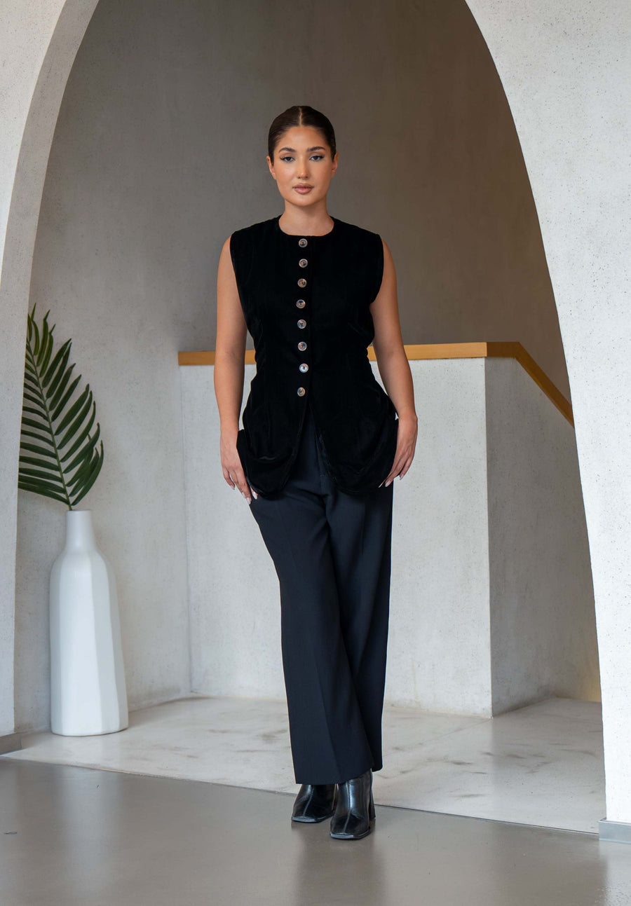 Black Velvet Vest