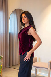 Maroon Velvet Vest