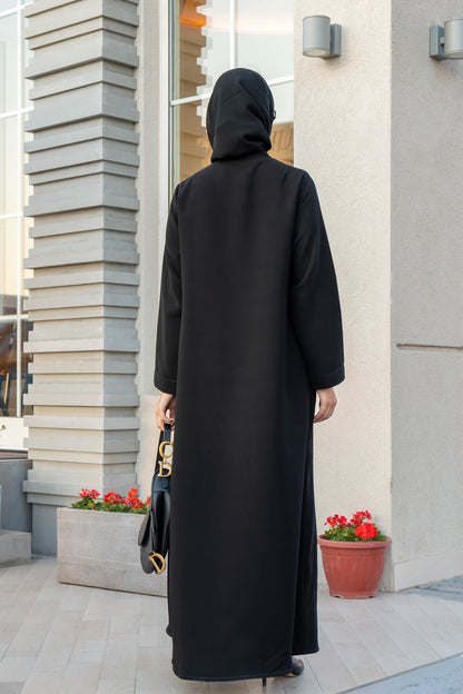 Black Crepe Abaya with Embroidery