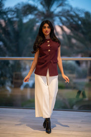 Maroon Crepe Vest