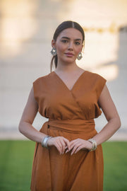 Linen Brown Jumpsuit