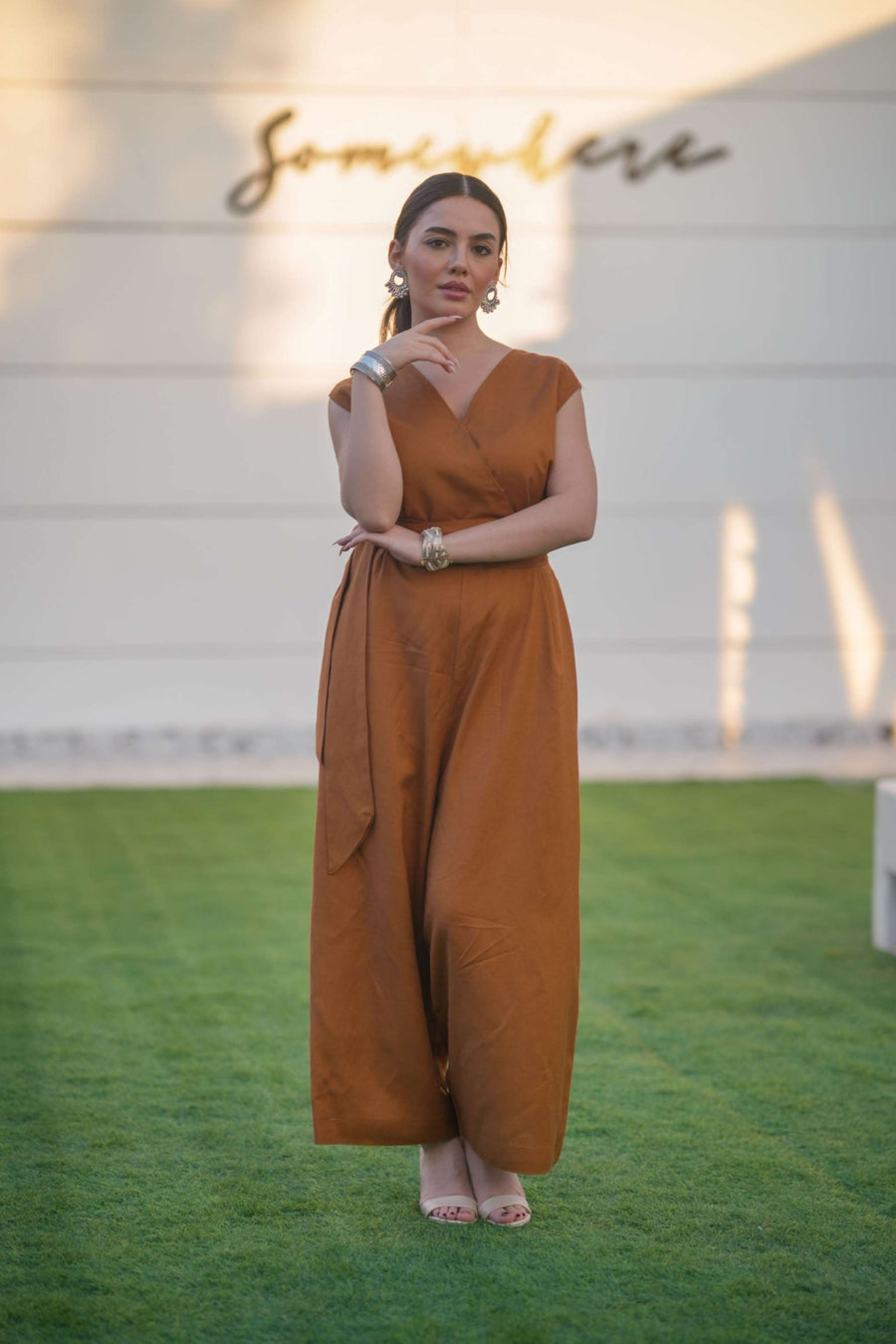 Linen Brown Jumpsuit