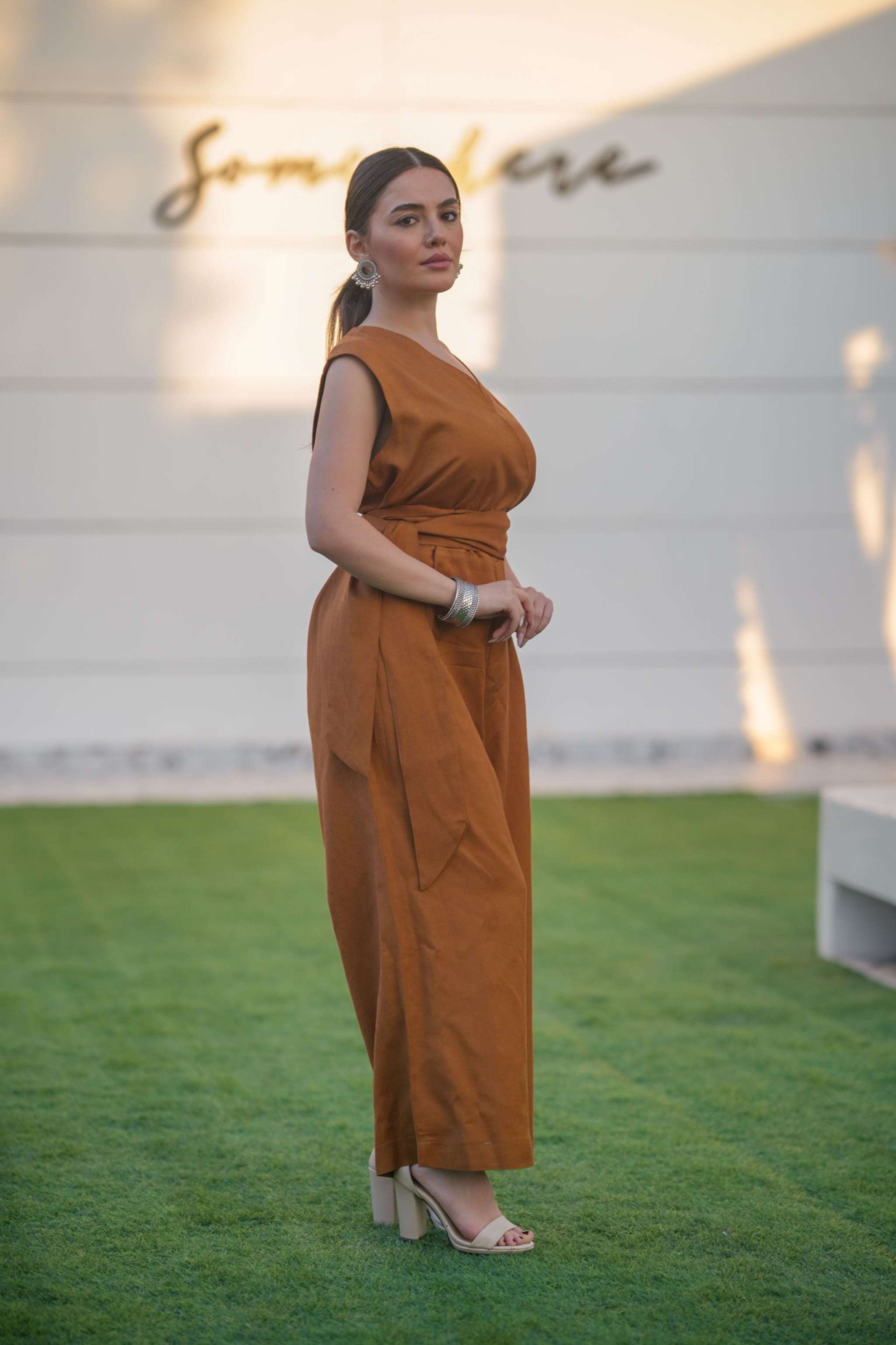 Linen Brown Jumpsuit