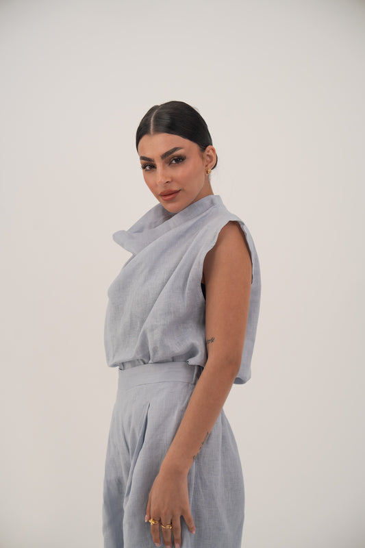 Linin Blouse Light Blue