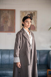 Taupe Button-Down Utility Abaya – Modern Elegance