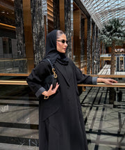 Taupe Crepe Button-Down Abaya