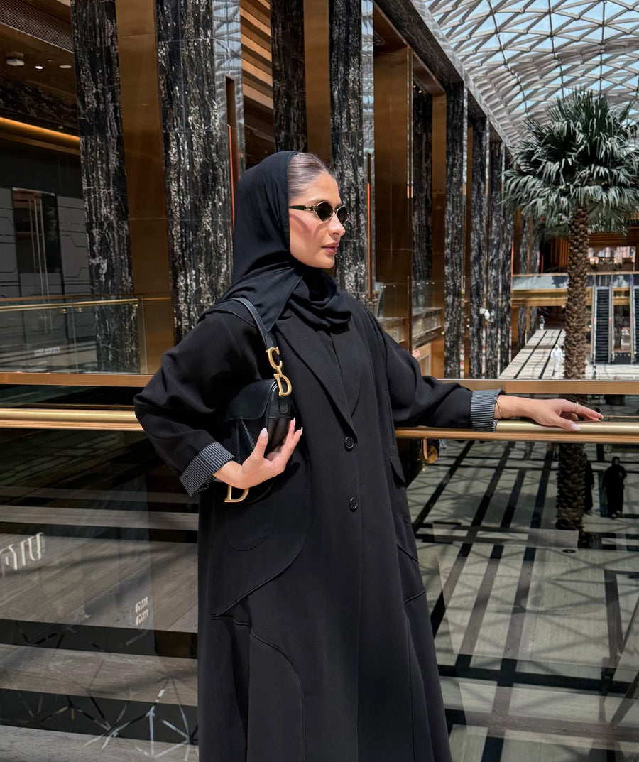 Taupe Crepe Button-Down Abaya