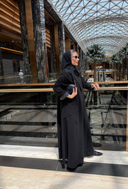 Taupe Crepe Button-Down Abaya