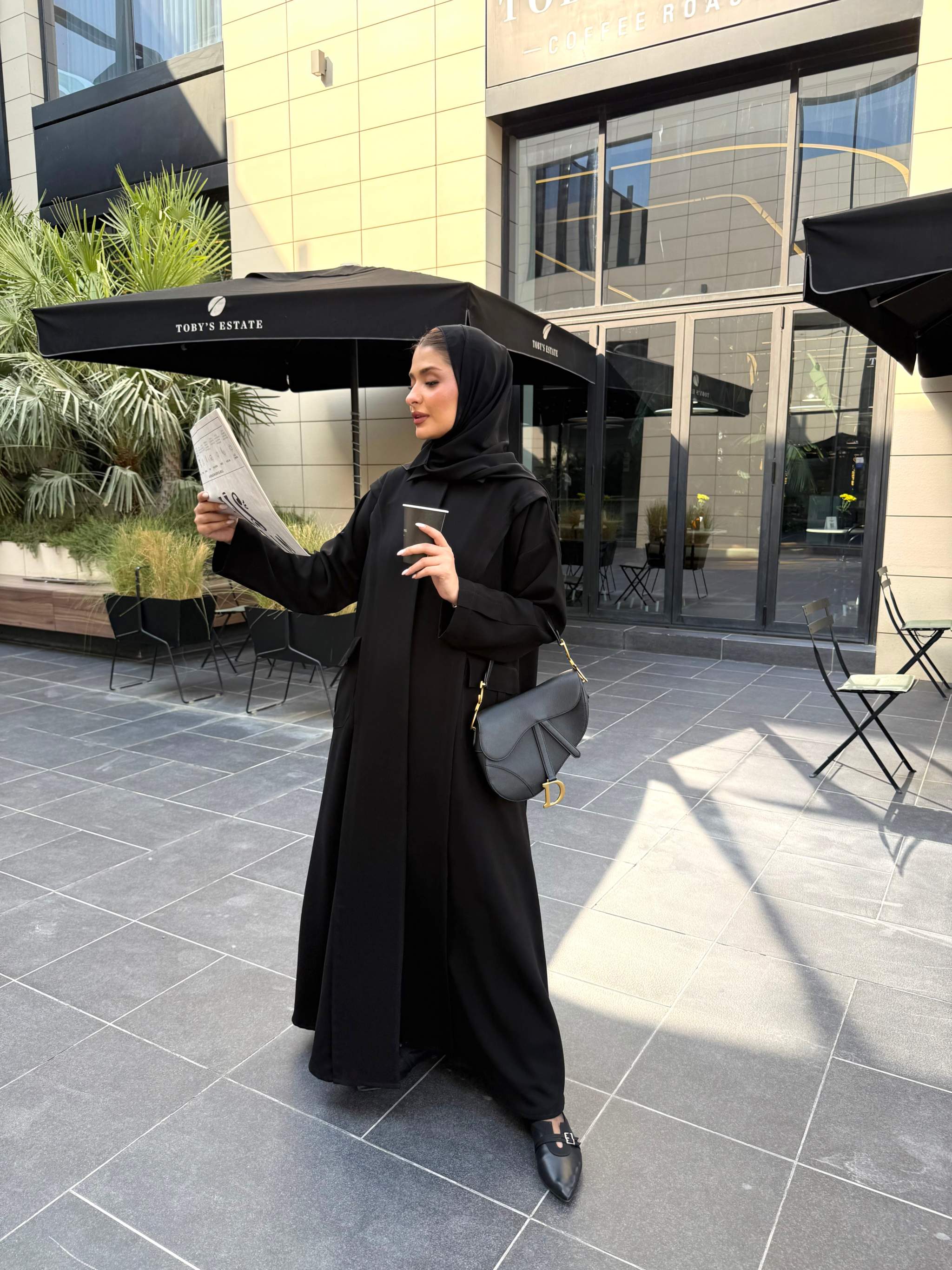 Mocha Crepe Abaya with Button Detailing
