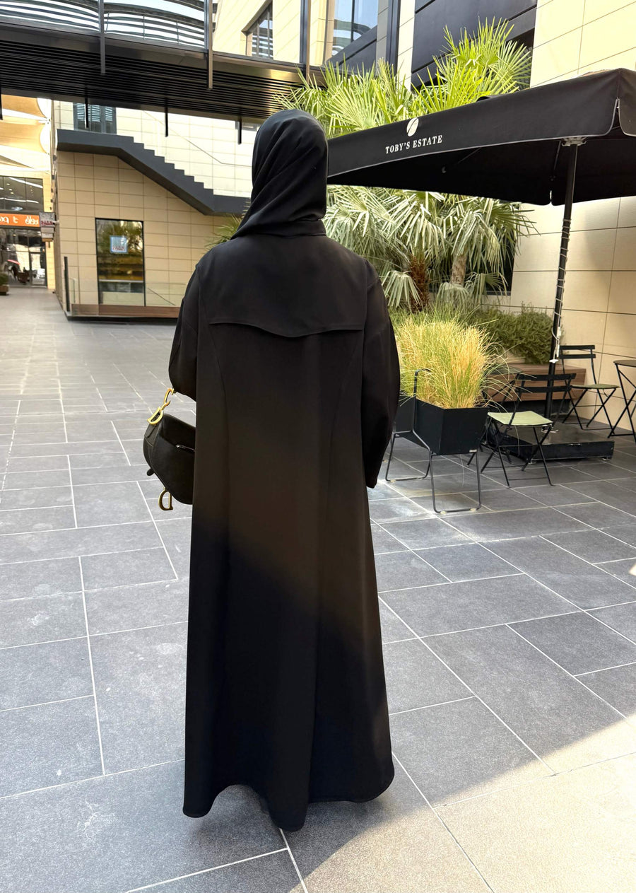Mocha Crepe Abaya with Button Detailing