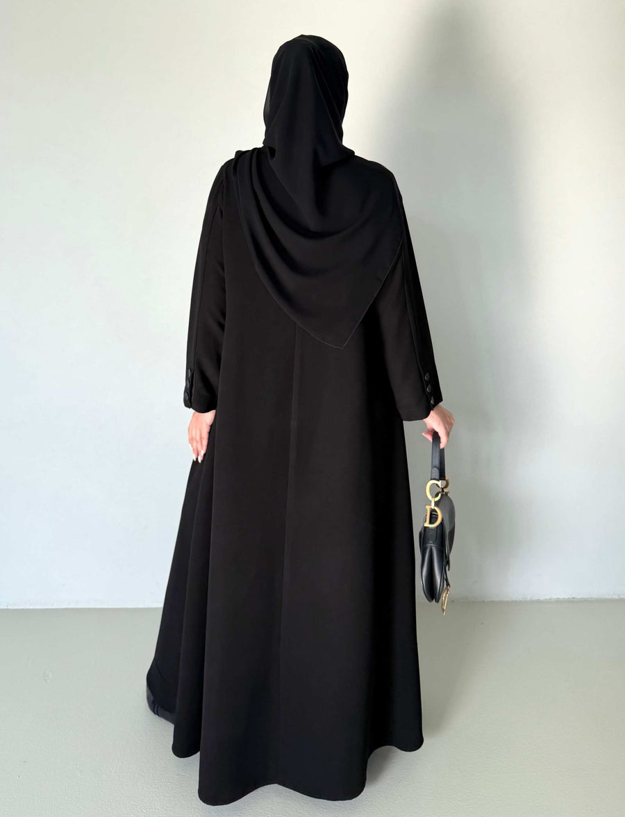 Mocha Crepe Abaya with Button Detailing