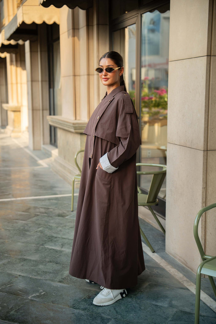 Chocolate Brown Trench Coat Abaya