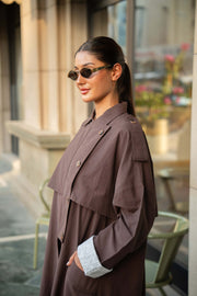 Chocolate Brown Trench Coat Abaya