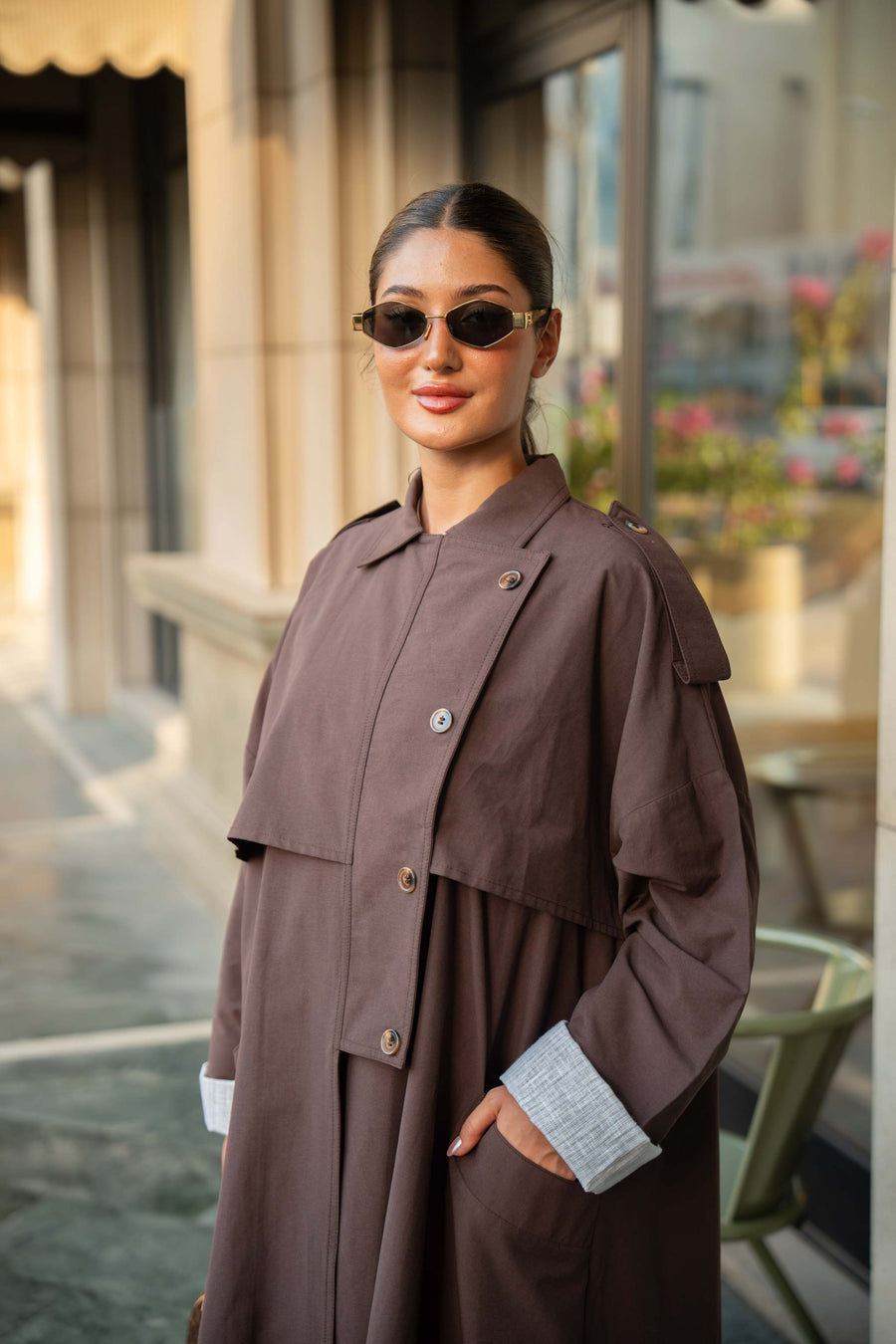 Chocolate Brown Trench Coat Abaya