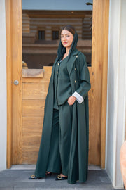 Emerald Green Double-Breasted Abaya