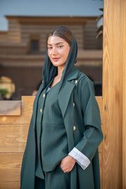 Emerald Green Double-Breasted Abaya