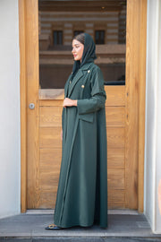 Emerald Green Double-Breasted Abaya