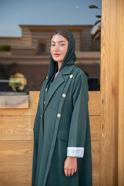 Emerald Green Double-Breasted Abaya