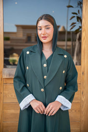 Emerald Green Double-Breasted Abaya