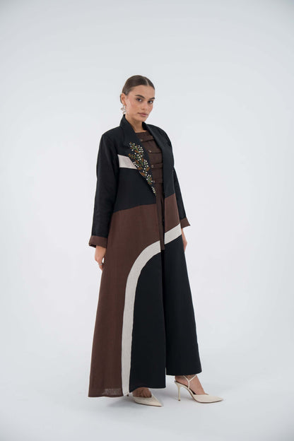Curve Bloom Linen Abaya