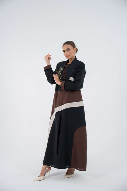 Curve Bloom Linen Abaya