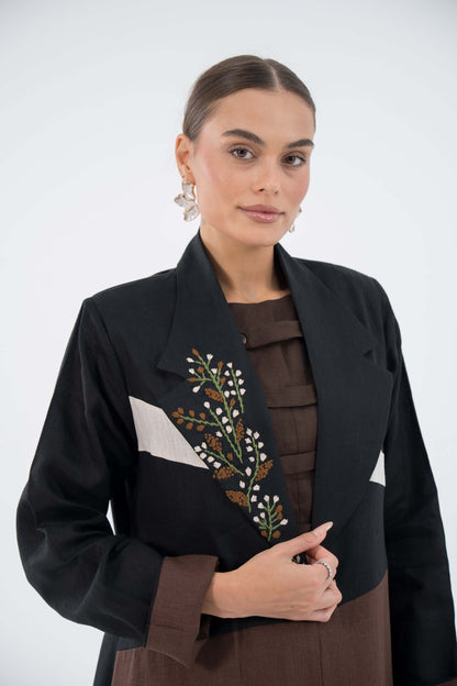 Curve Bloom Linen Abaya