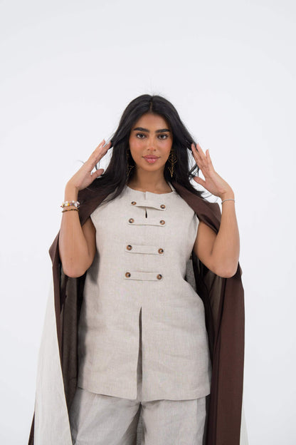 Chiffon Elegance Linen Abaya