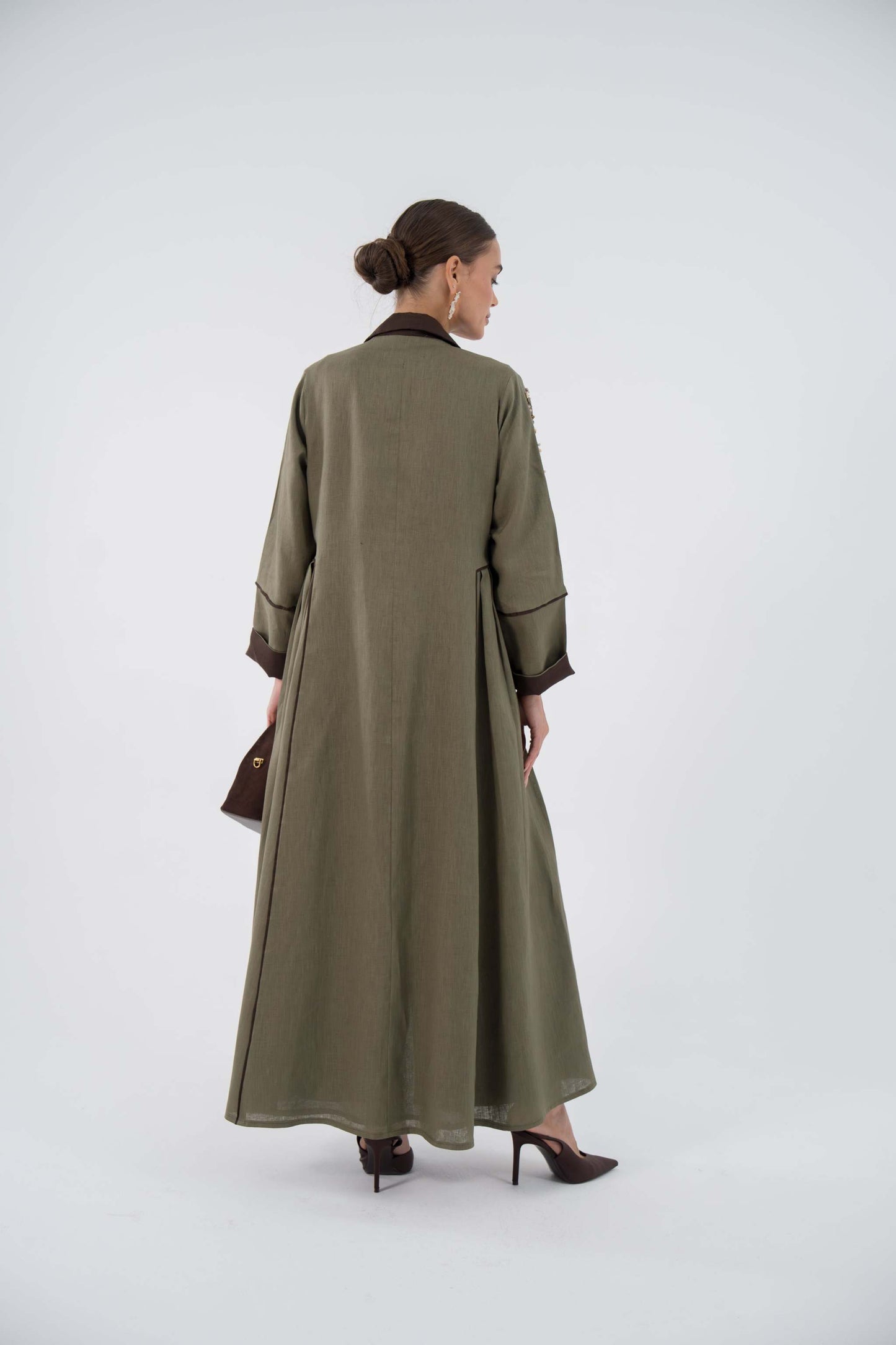 Emerald Bloom Linen Abaya