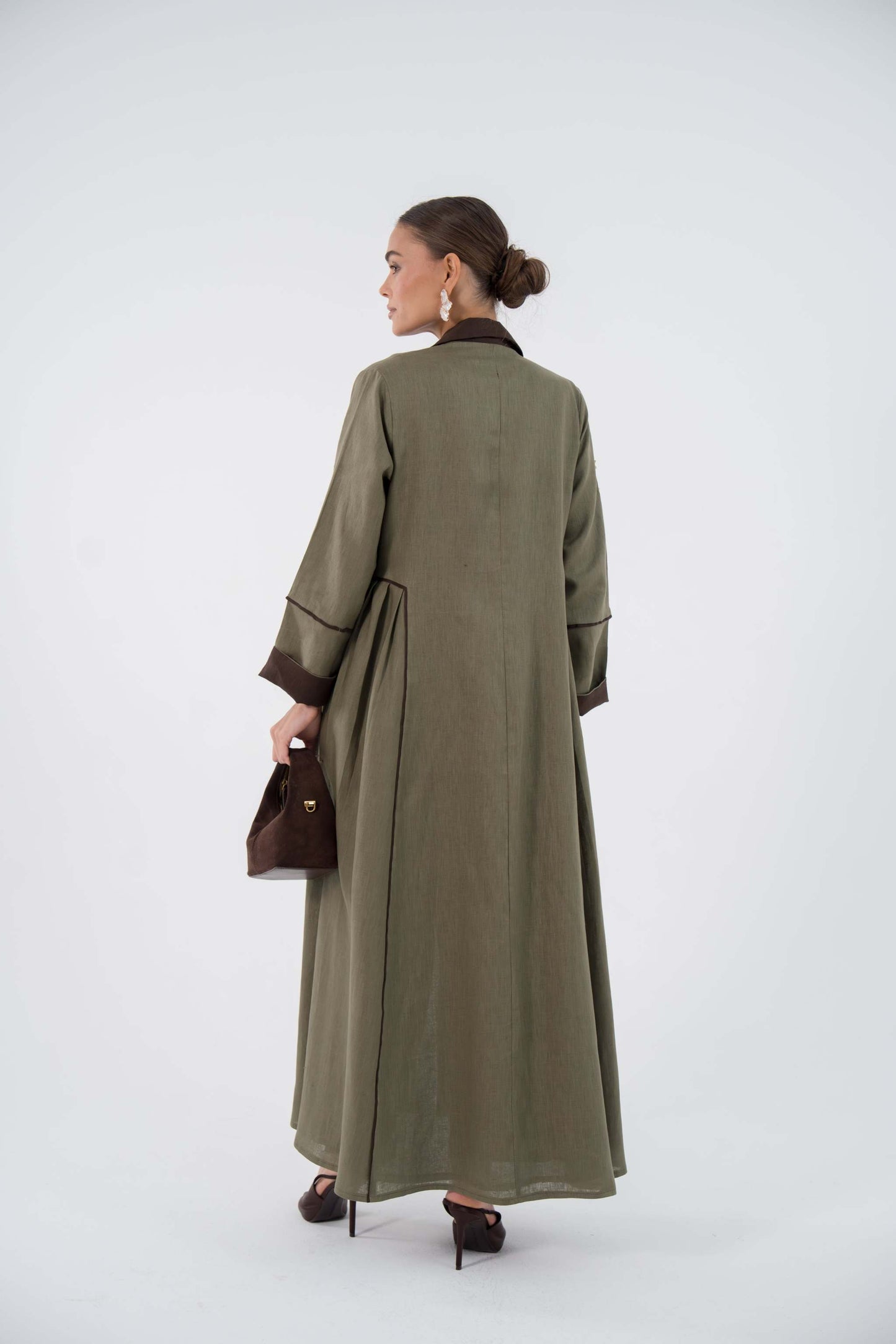 Emerald Bloom Linen Abaya