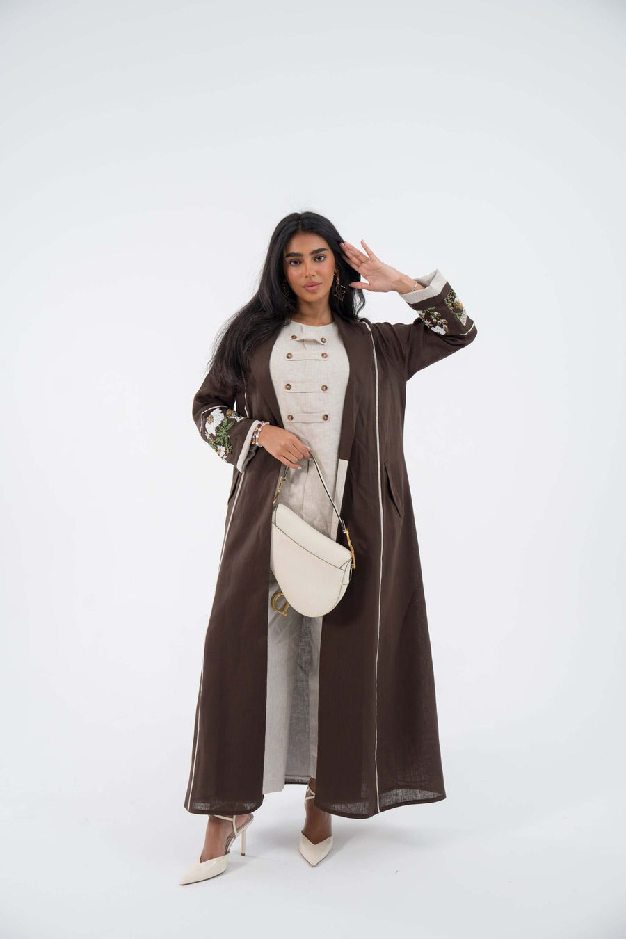 Floral Drift Linen Abaya